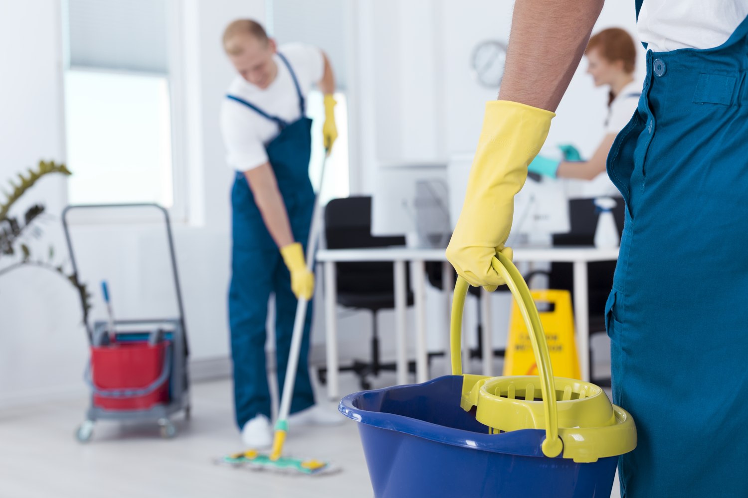 Commercial cleaning work in an office environment